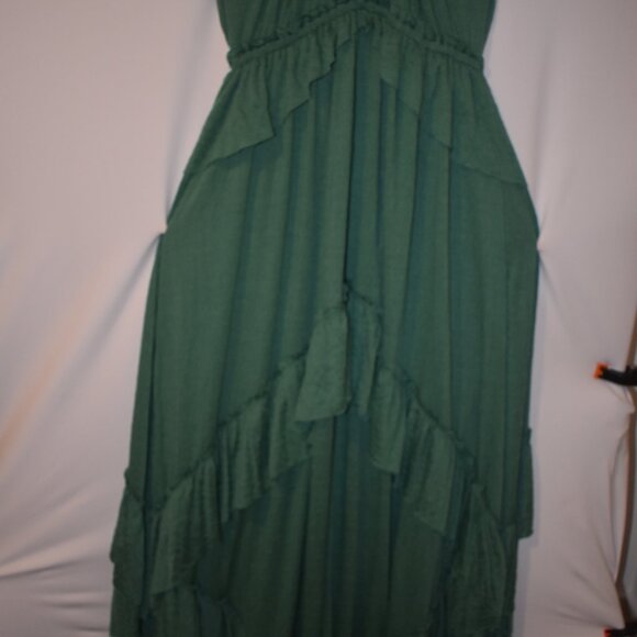 NWT Free People FP Beach Santa Luz Maxi Dress Green Boho Ruffle Large - Picture 2 of 6